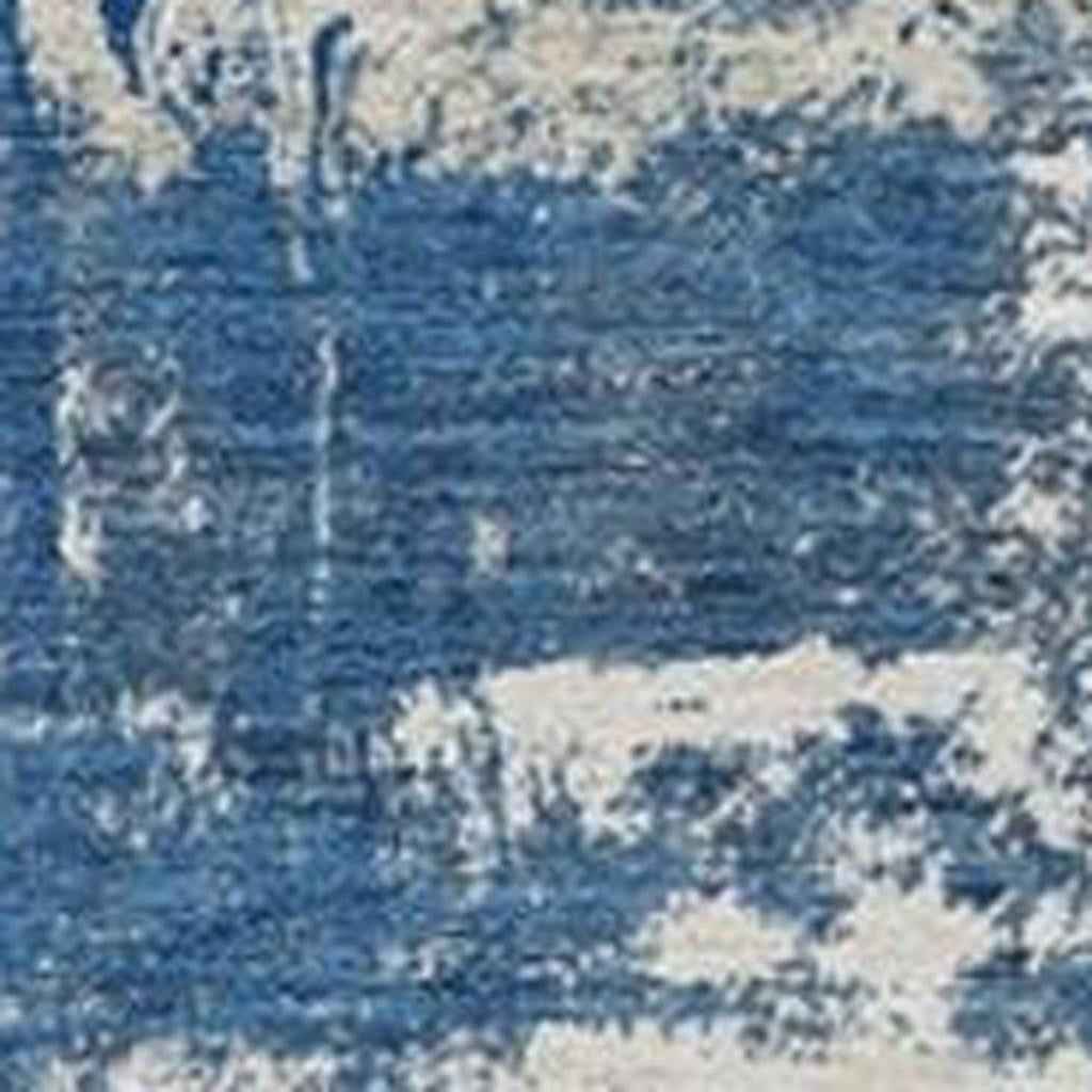 3' X 5' Navy Blue And Ivory Abstract Washable Indoor Outdoor Area Rug