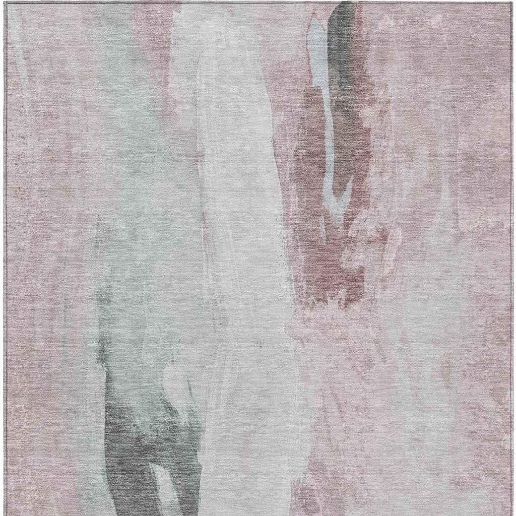 5' X 8' Blush And Gray Abstract Washable Indoor Outdoor Area Rug