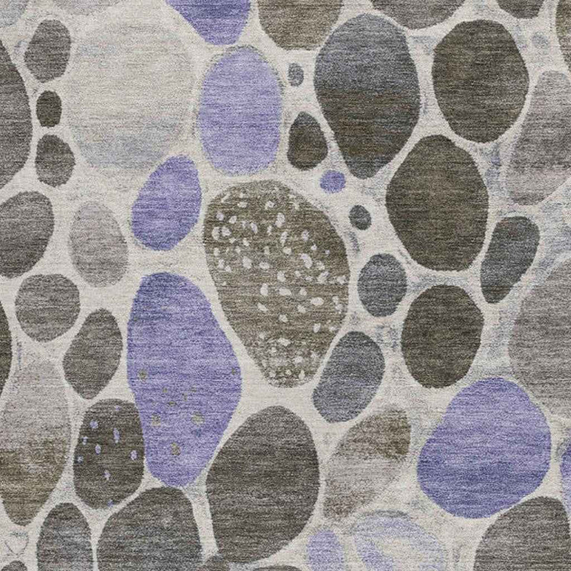 10' X 14' Chocolate Ivory And Purple Geometric Washable Indoor Outdoor Area Rug