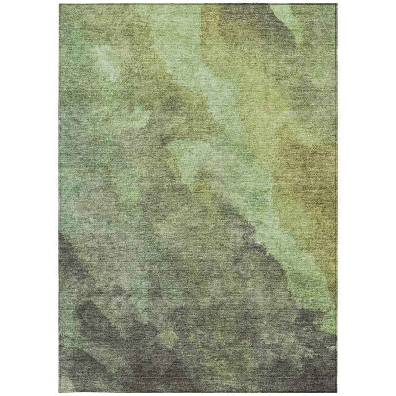 10' X 14' Green And Charcoal Abstract Washable Indoor Outdoor Area Rug