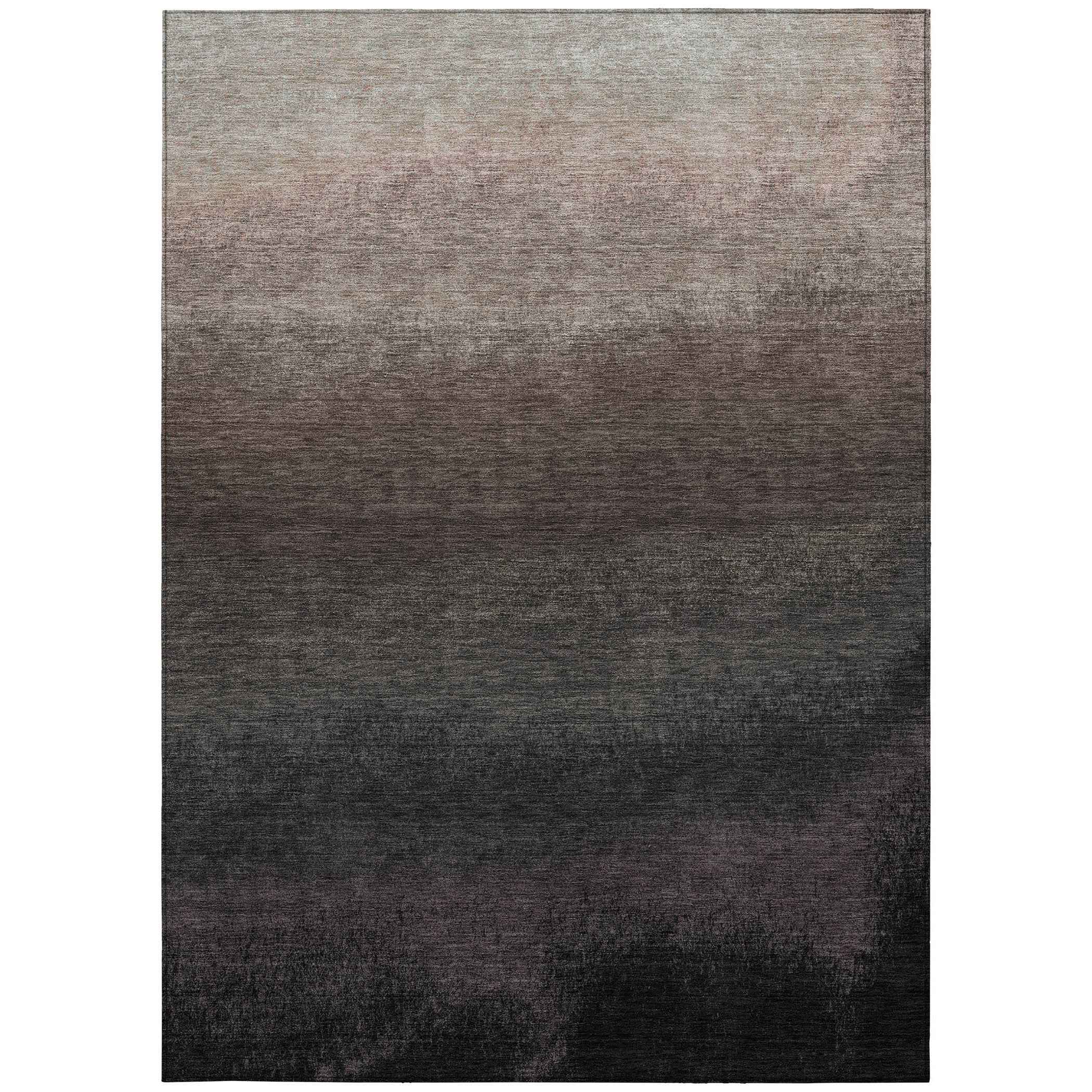 8' X 10' Black And Silver Ombre Washable Indoor Outdoor Area Rug