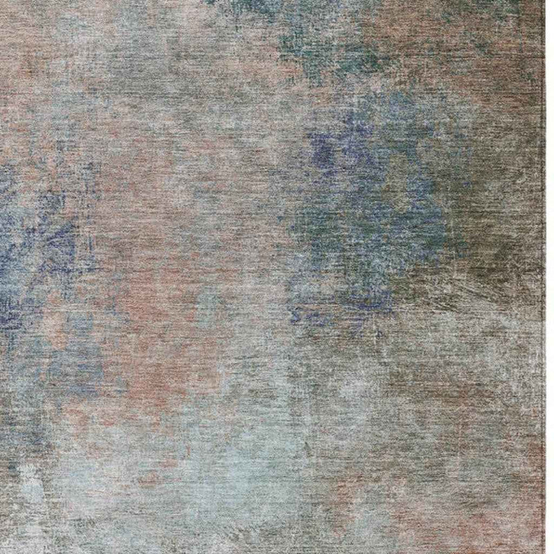 3' X 5' Copper And Navy Blue Abstract Washable Indoor Outdoor Area Rug