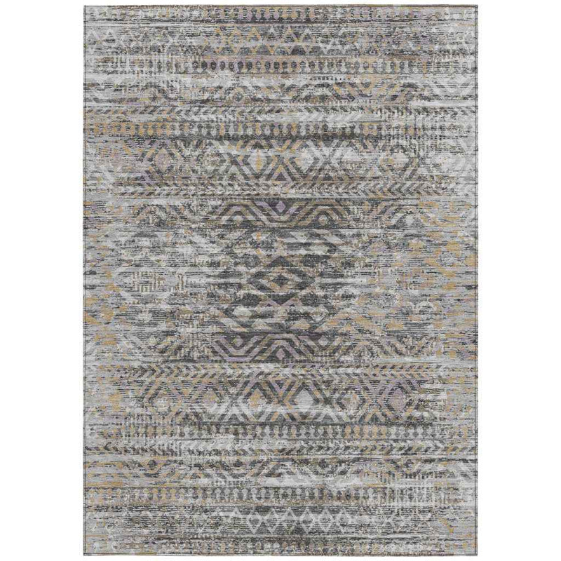 9' X 12' Gray And Beige Moroccan Washable Indoor Outdoor Area Rug