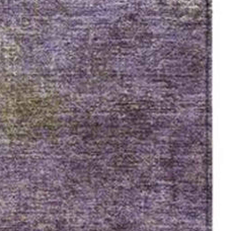 8' X 10' Purple And Olive Green Abstract Washable Indoor Outdoor Area Rug