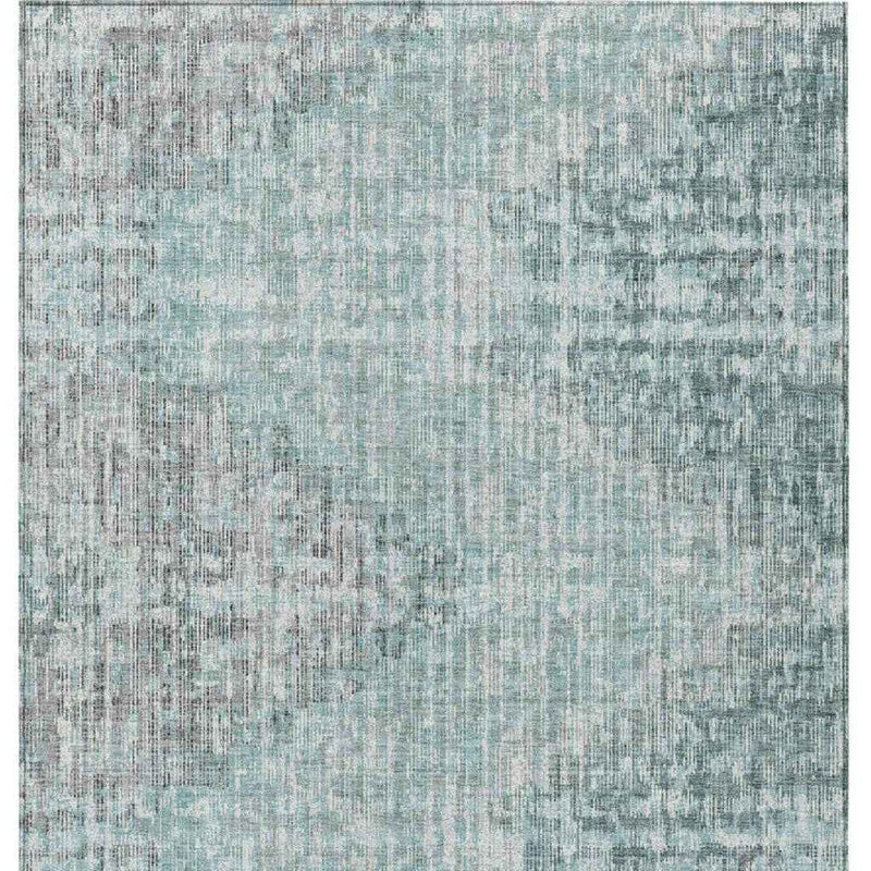 8' X 10' Teal Blue And Ivory Geometric Washable Indoor Outdoor Area Rug