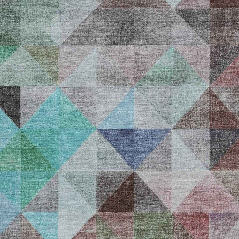 5' X 8' Silver Blue And Purple Geometric Washable Indoor Outdoor Area Rug