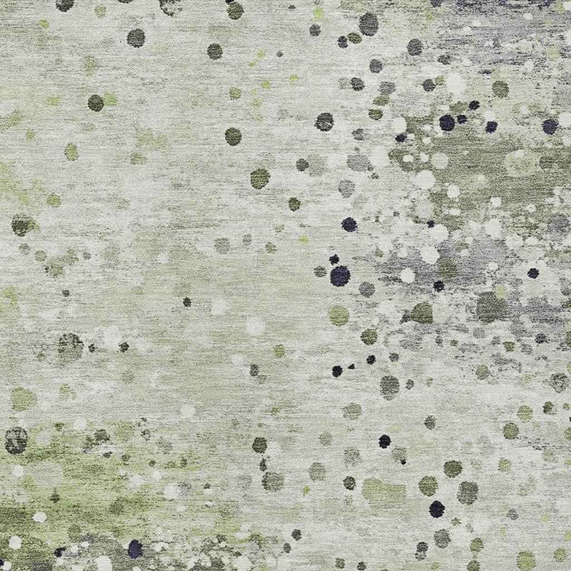 3' X 5' Artichoke Green And Purple Abstract Washable Indoor Outdoor Area Rug