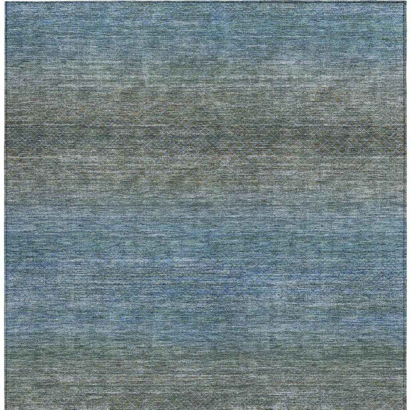 10' X 14' Blue And Taupe Geometric Washable Indoor Outdoor Area Rug
