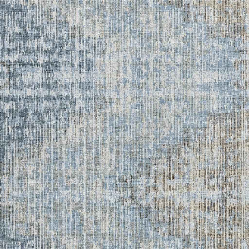 10' X 14' Denim Blue And Beige Geometric Washable Indoor Outdoor Area Rug