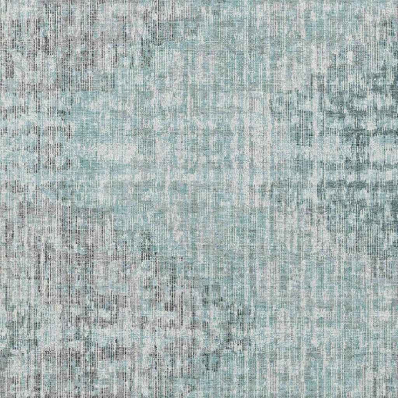 5' X 8' Teal Blue And Ivory Geometric Washable Indoor Outdoor Area Rug