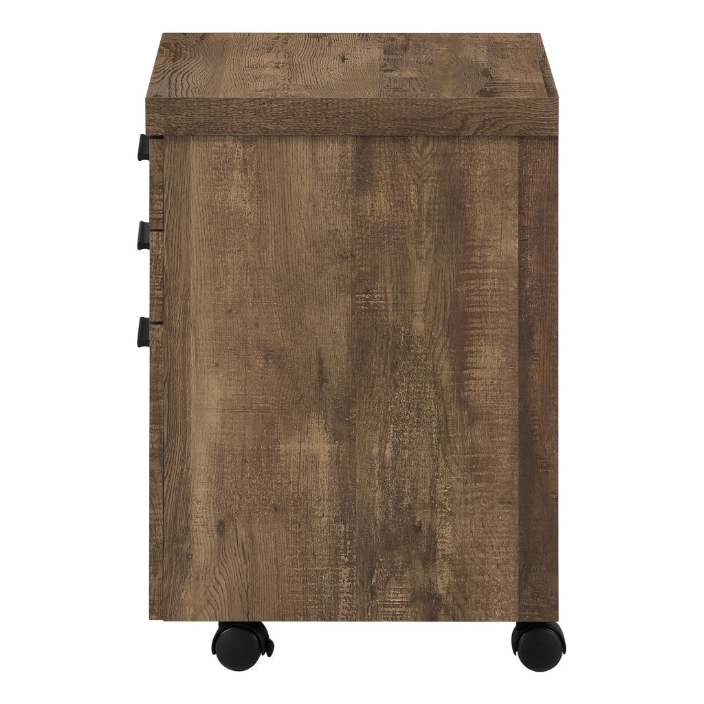 25" Brown Particle Board and Wood Filing Cabinet With Drawers - Office Supplies