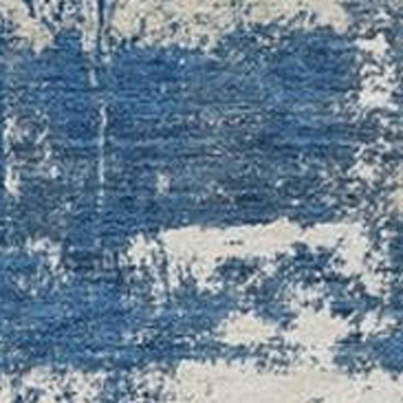 9' X 12' Navy Blue And Ivory Abstract Washable Indoor Outdoor Area Rug