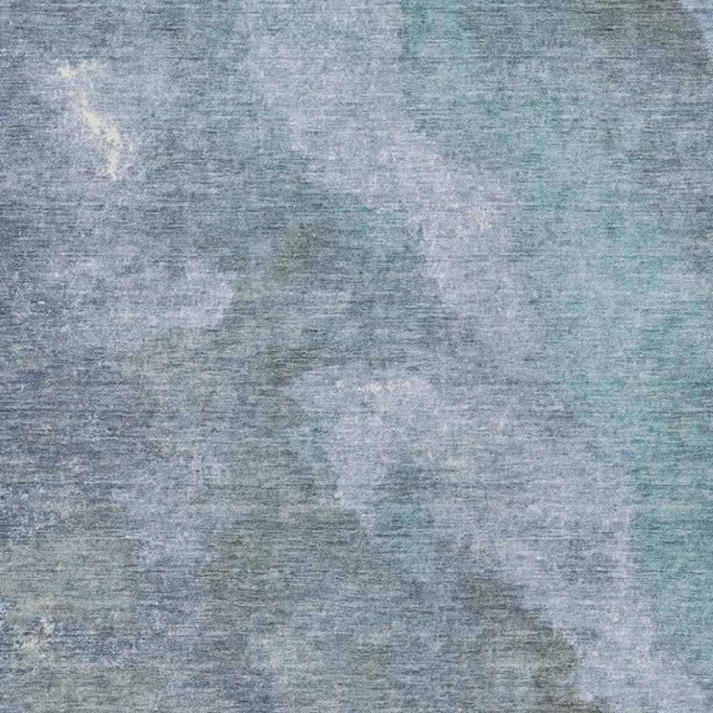 9' X 12' Blue And Gray Abstract Washable Indoor Outdoor Area Rug