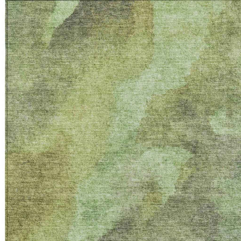 5' X 8' Green And Charcoal Abstract Washable Indoor Outdoor Area Rug