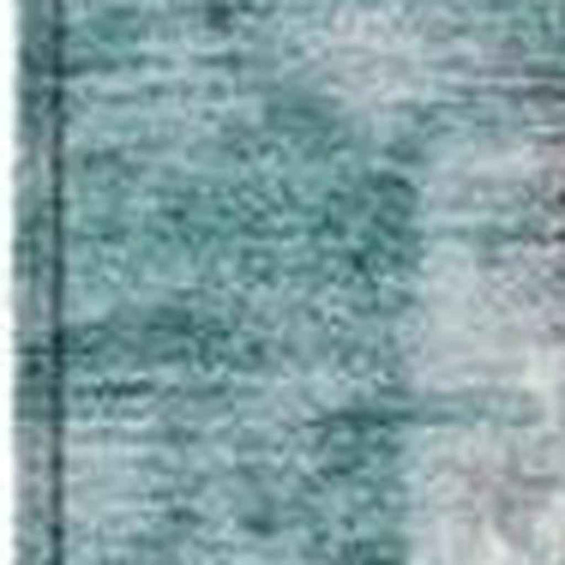 10' X 14' Teal Blue And Ivory Abstract Washable Indoor Outdoor Area Rug