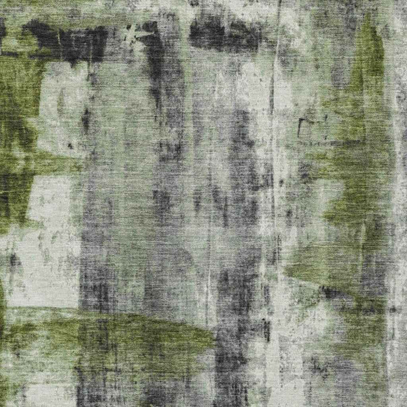5' X 8' Olive Green And Ivory Abstract Washable Indoor Outdoor Area Rug
