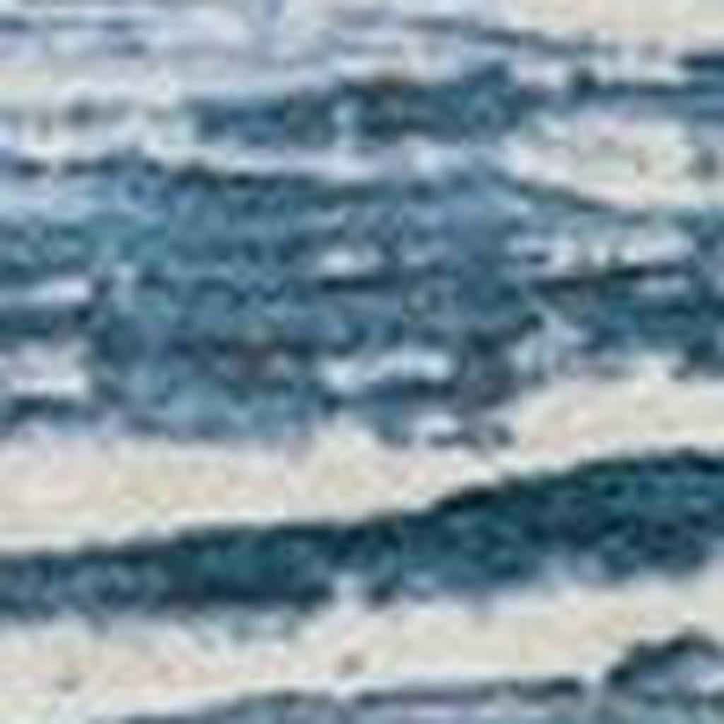 9' X 12' Sky Blue And Ivory Striped Washable Indoor Outdoor Area Rug