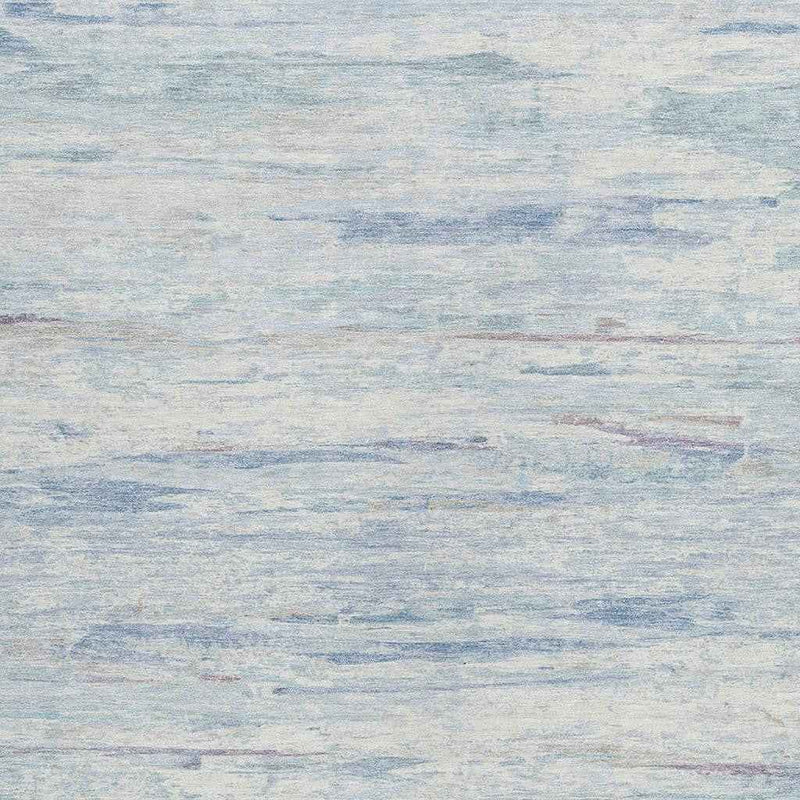 5' X 8' Sky Blue And Ivory Abstract Washable Indoor Outdoor Area Rug