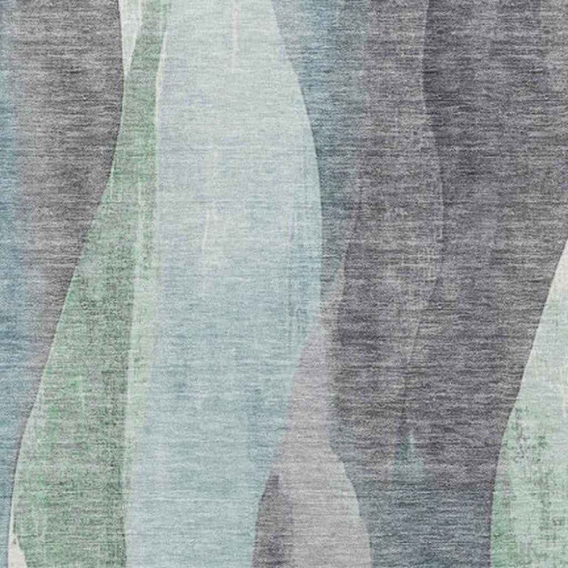 10' X 14' Teal Blue And Fern Green Abstract Washable Indoor Outdoor Area Rug
