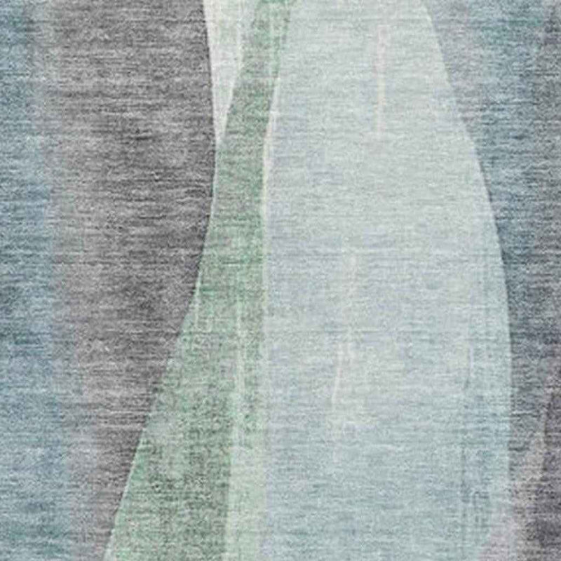 8' X 10' Teal Blue And Fern Green Abstract Washable Indoor Outdoor Area Rug