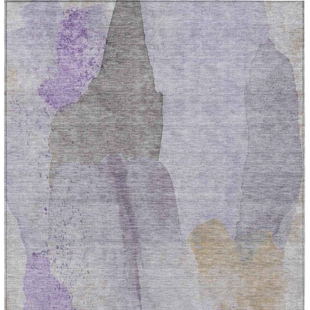 5' X 8' Lavender And Gray Abstract Washable Indoor Outdoor Area Rug