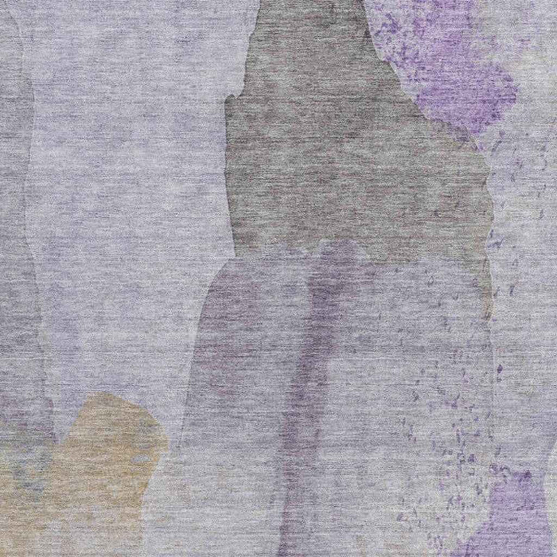 9' X 12' Lavender And Gray Abstract Washable Indoor Outdoor Area Rug