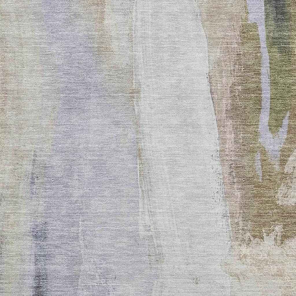 3' X 5' Ivory And Charcoal Abstract Washable Indoor Outdoor Area Rug