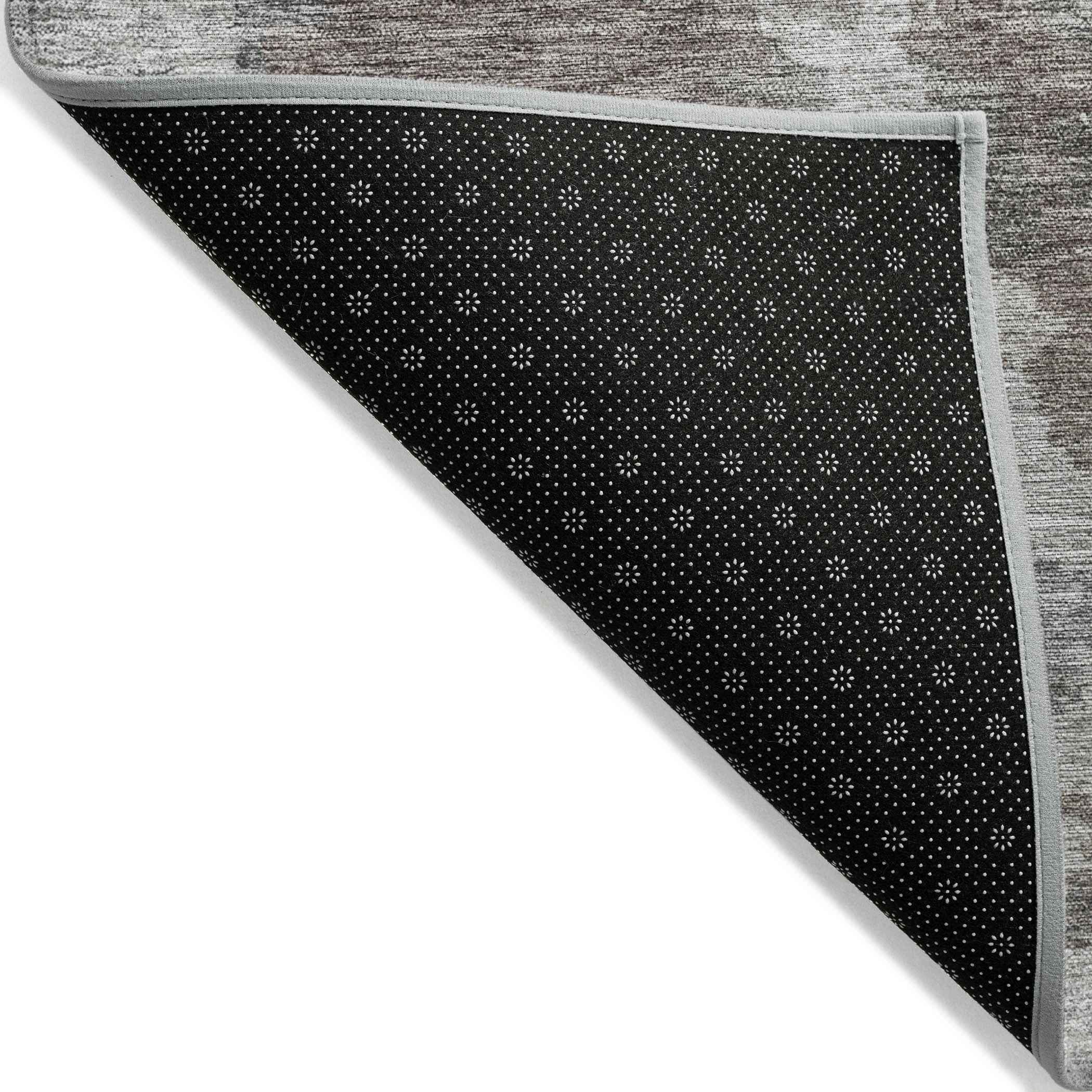 8' Brown And Ivory Round Abstract Washable Indoor Outdoor Area Rug