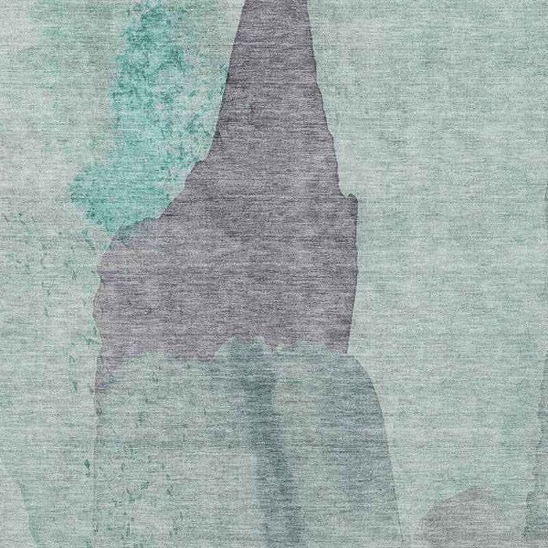 9' X 12' Teal Blue And Aqua Abstract Washable Indoor Outdoor Area Rug