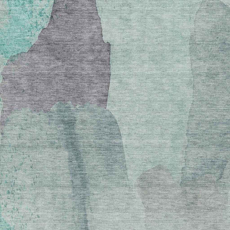 3' X 5' Teal Blue And Aqua Abstract Washable Indoor Outdoor Area Rug