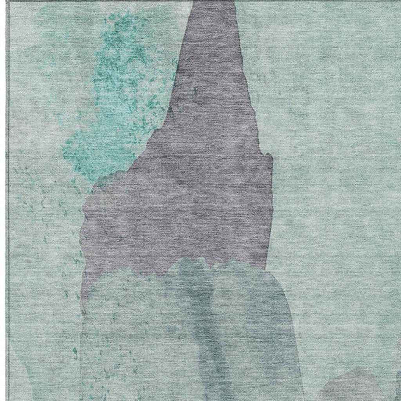 5' X 8' Teal Blue And Aqua Abstract Washable Indoor Outdoor Area Rug