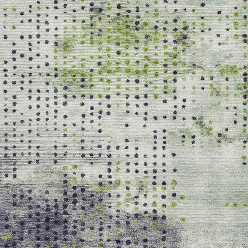 9' X 12' Artichoke Green And Purple Geometric Washable Indoor Outdoor Area Rug