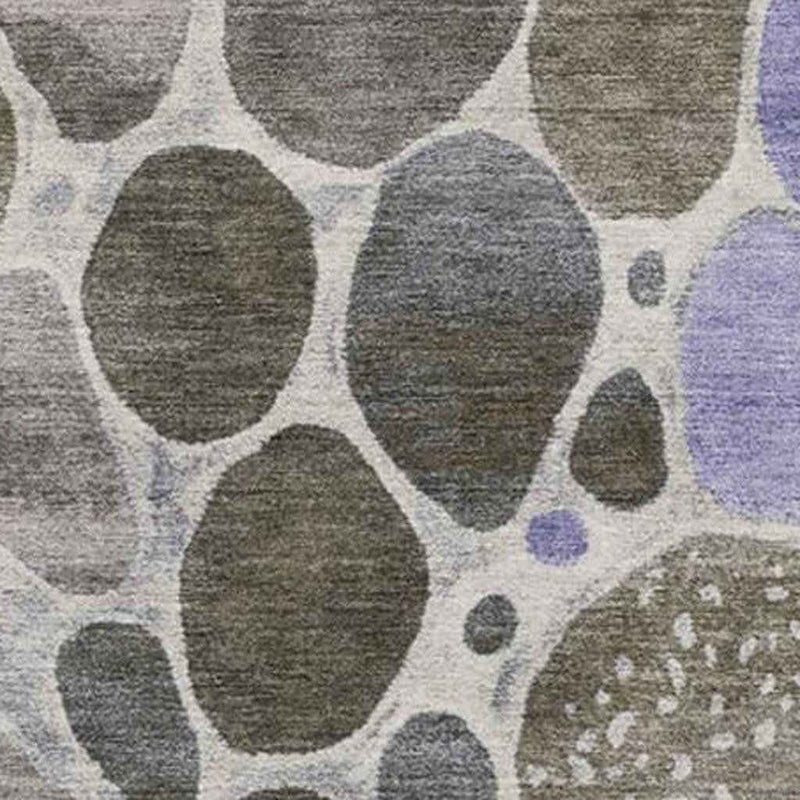 5' X 8' Chocolate Ivory And Purple Geometric Washable Indoor Outdoor Area Rug