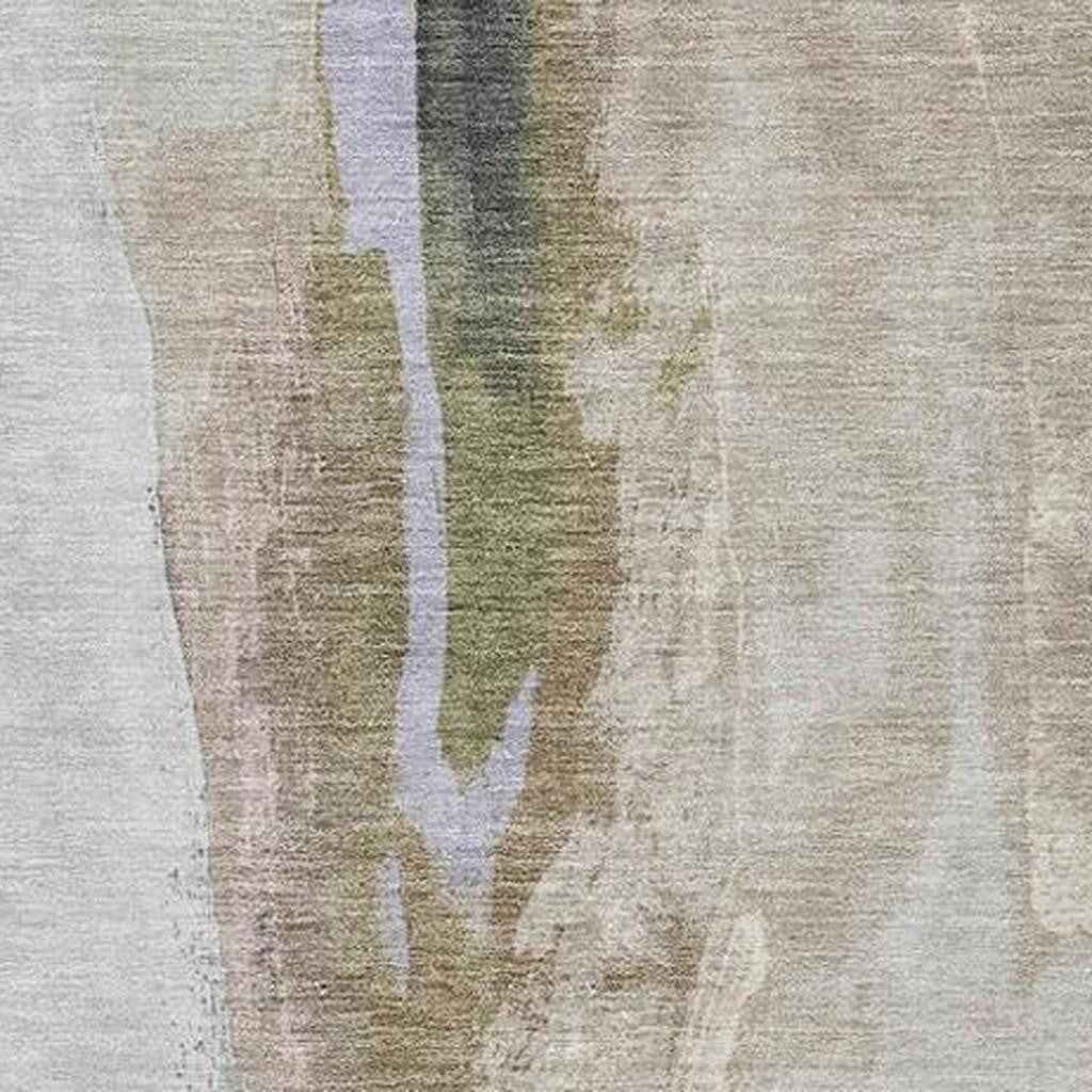 5' X 8' Ivory And Charcoal Abstract Washable Indoor Outdoor Area Rug