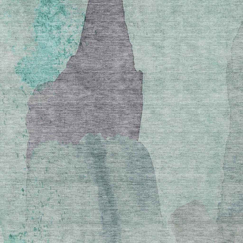 8' X 10' Teal Blue And Aqua Abstract Washable Indoor Outdoor Area Rug