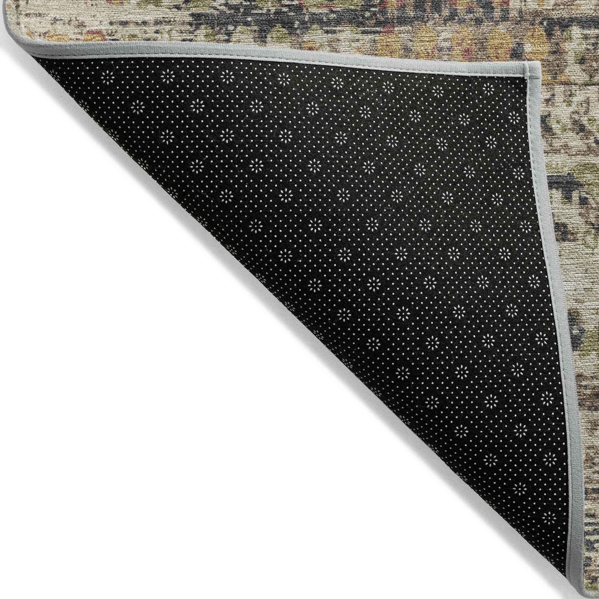 8' Beige And Fern Green Round Moroccan Washable Indoor Outdoor Area Rug