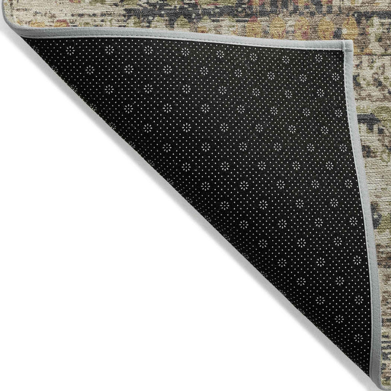 8' Beige And Fern Green Round Moroccan Washable Indoor Outdoor Area Rug