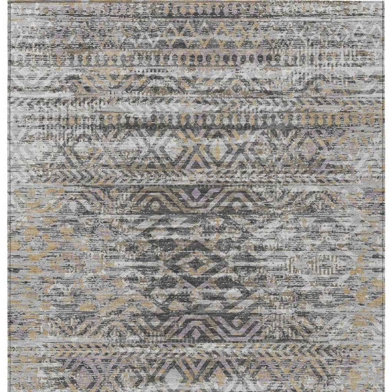 3' X 5' Gray And Beige Moroccan Washable Indoor Outdoor Area Rug