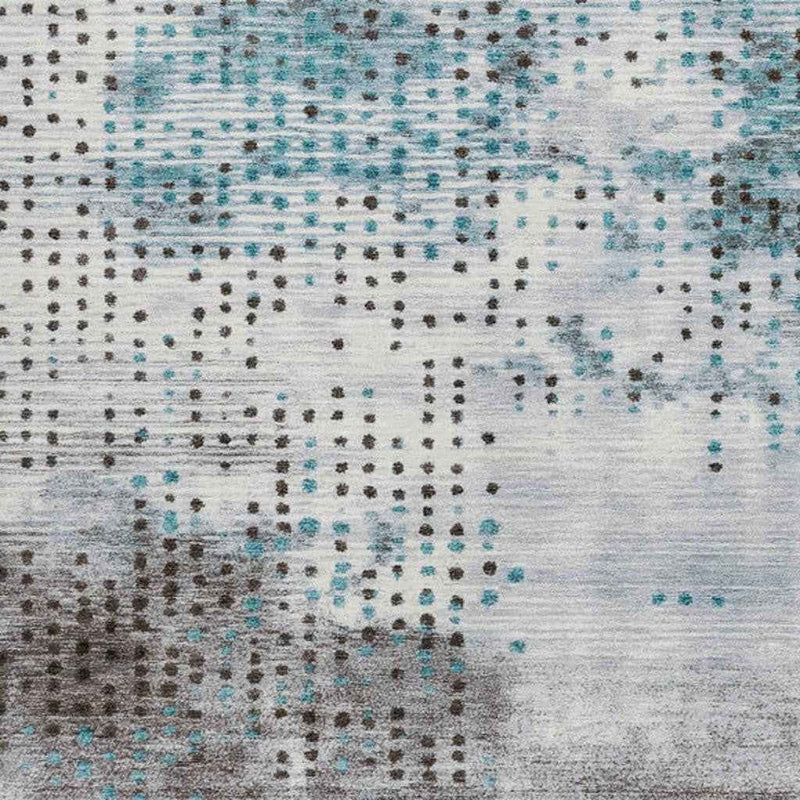 3' X 5' Teal Blue And Brown Geometric Washable Indoor Outdoor Area Rug