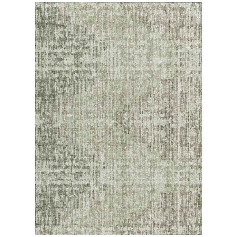 5' X 8' Fern Green And Ivory Geometric Washable Indoor Outdoor Area Rug