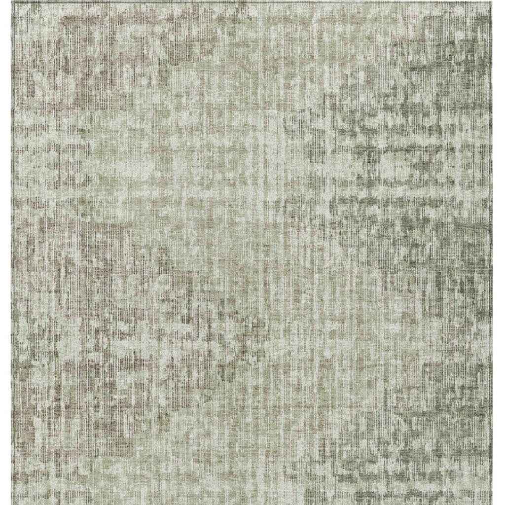 5' X 8' Fern Green And Ivory Geometric Washable Indoor Outdoor Area Rug