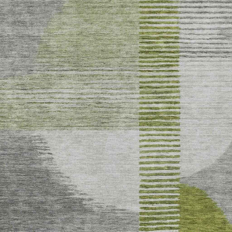 5' X 8' Olive Green And Gray Geometric Washable Indoor Outdoor Area Rug