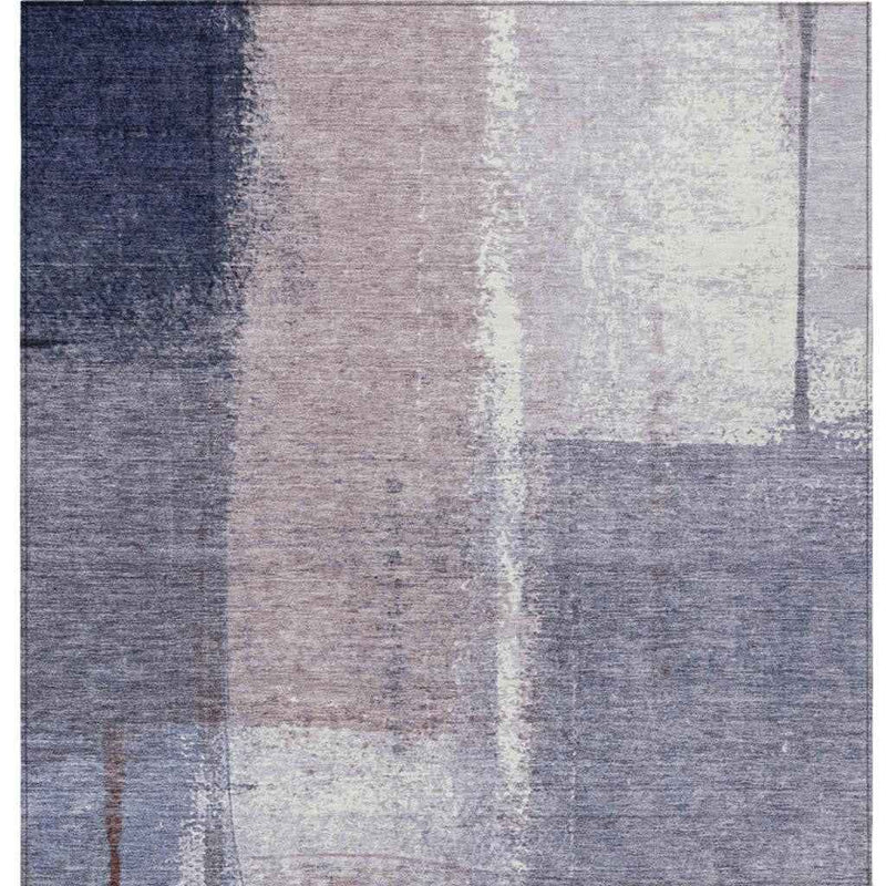 5' X 8' Lavender And Ivory Abstract Washable Indoor Outdoor Area Rug