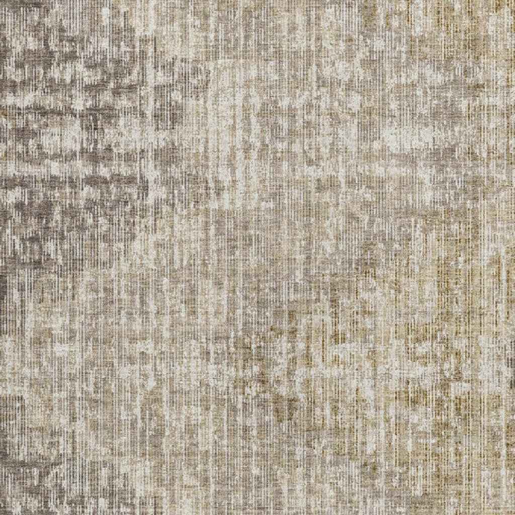 3' X 5' Khaki And Beige Geometric Washable Indoor Outdoor Area Rug