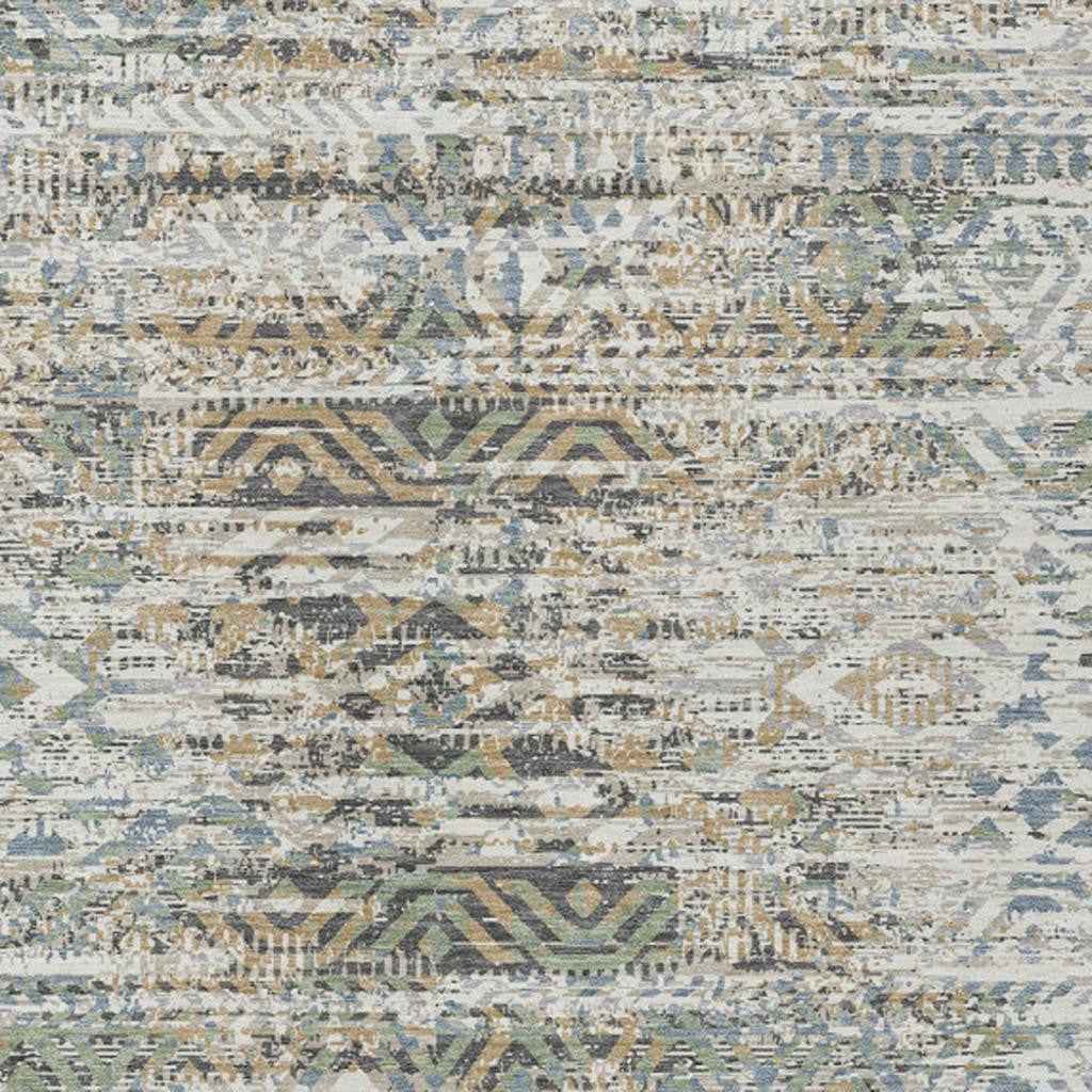 9' X 12' Ivory And Beige Moroccan Washable Indoor Outdoor Area Rug