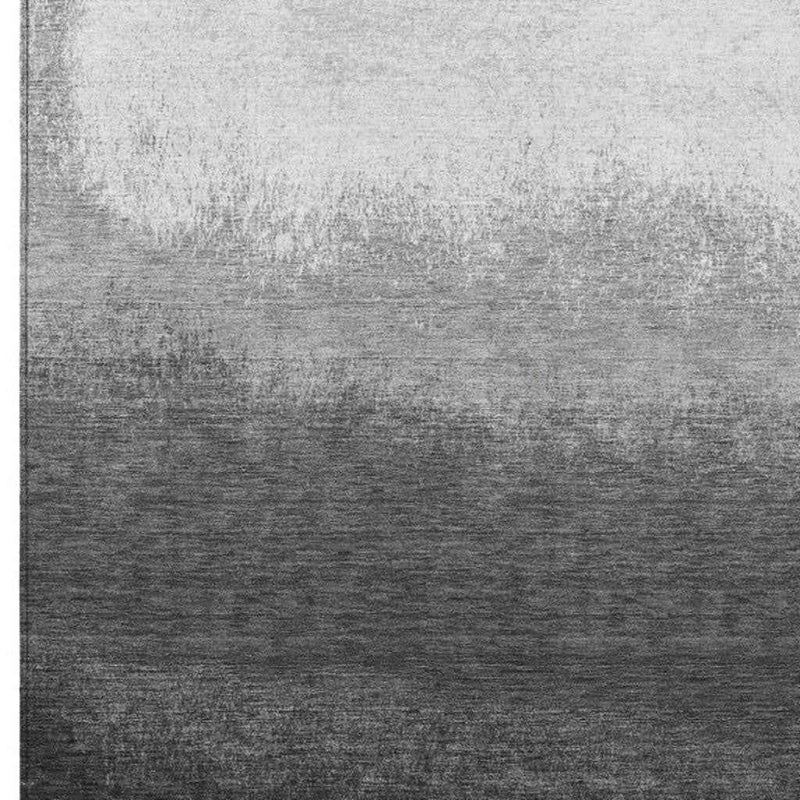 3' X 5' Gray And Silver Ombre Washable Indoor Outdoor Area Rug