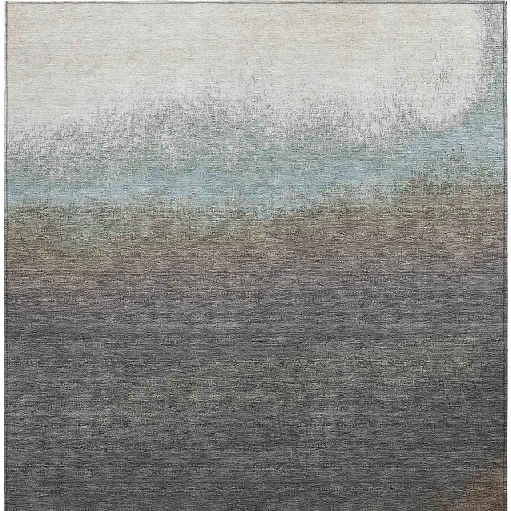 8' X 10' Brown And Beige Ombre Washable Indoor Outdoor Area Rug