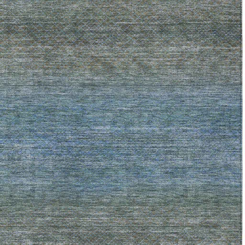 5' X 8' Blue And Taupe Geometric Washable Indoor Outdoor Area Rug