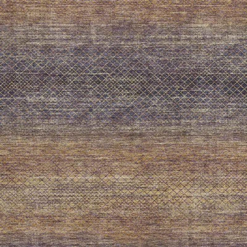 9' X 12' Eggplant And Brown Geometric Washable Indoor Outdoor Area Rug