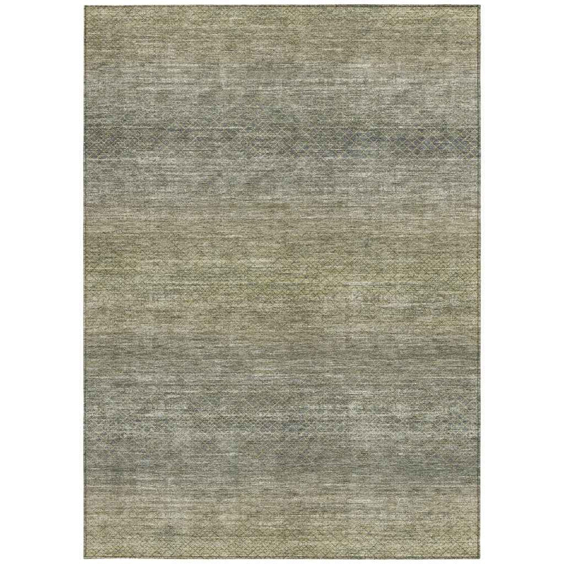 8' X 10' Fern Green And Gray Geometric Washable Indoor Outdoor Area Rug